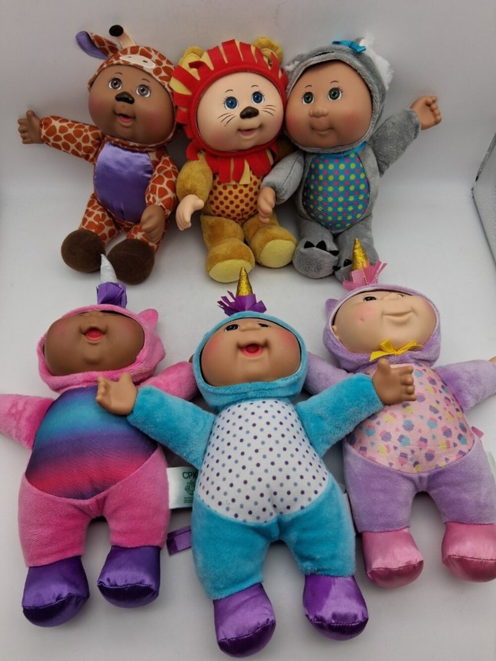 Cabbage Patch Kids Cuties Collectibles Plush Dolls Lot of 6 Zoo Friends Unicorn